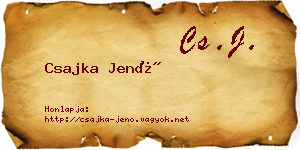 Csajka Jenő névjegykártya